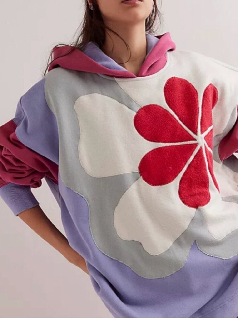 Free People Clover Hoodie in a Poppy Combo colorway [S]